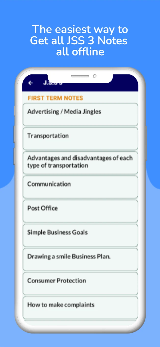 Business Studies (J.S.S 1-3) screenshot