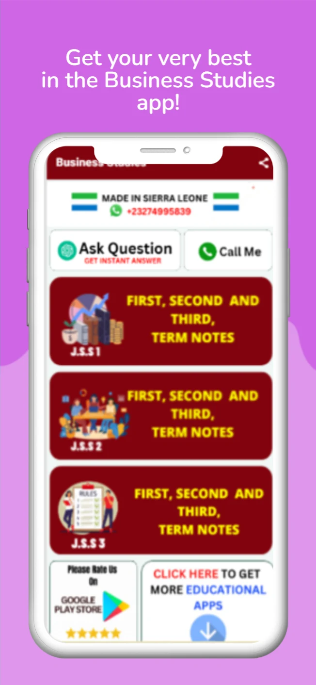 Business Studies (J.S.S 1-3) screenshot